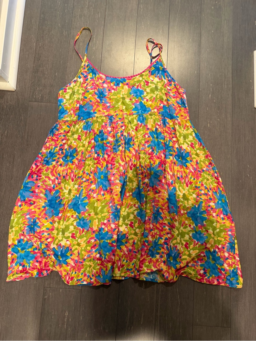 NATURAL LIFE Floral Spaghetti-Strap Sundress in Blue, Pink & Green